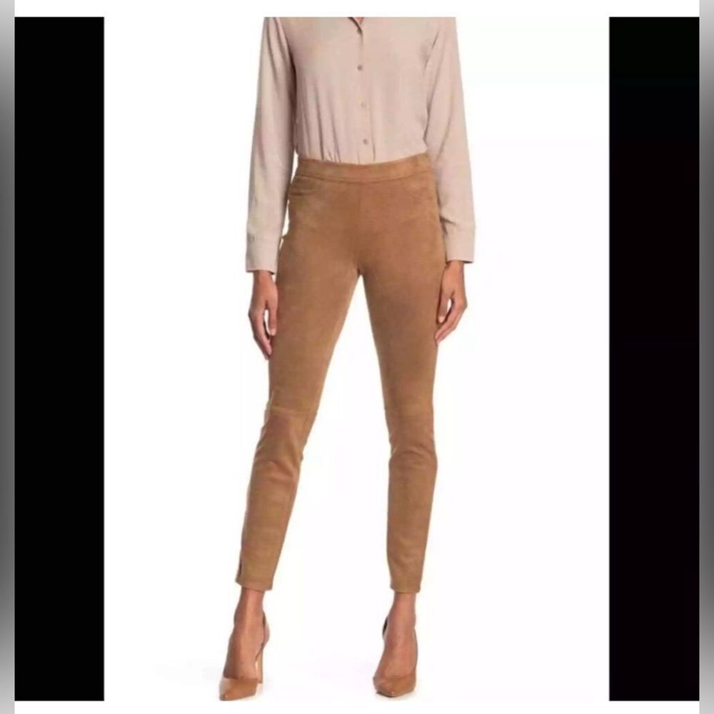 NWT MAX STUDIO faux suede pants leggings Camel Tan Sz L